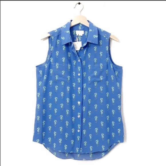 NWT Kate Spade Seahorse Print Silk Sleeveless Top - Picture 3 of 8